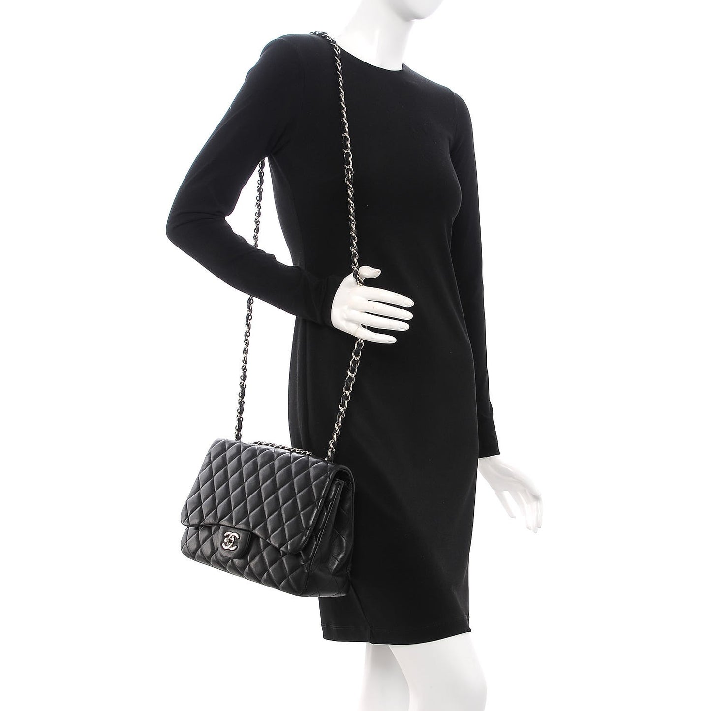 Lambskin Quilted Jumbo Single Flap Black