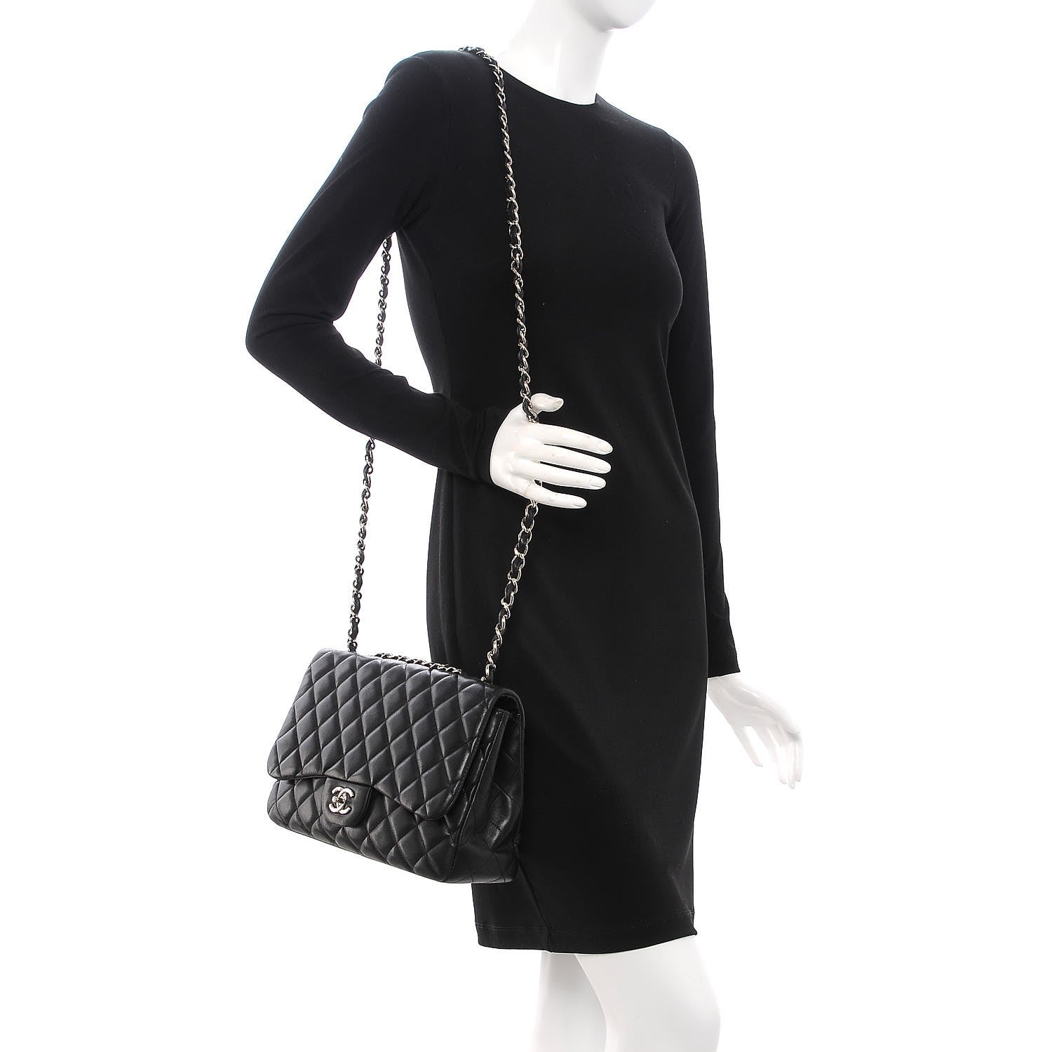 Chanel Lambskin Quilted Jumbo Single Flap Black 2 of 7