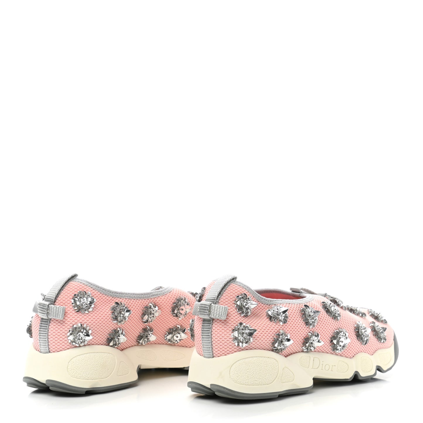 Technical Canvas Embellished Dior Fusion Sneakers 36.5 Pink Gray