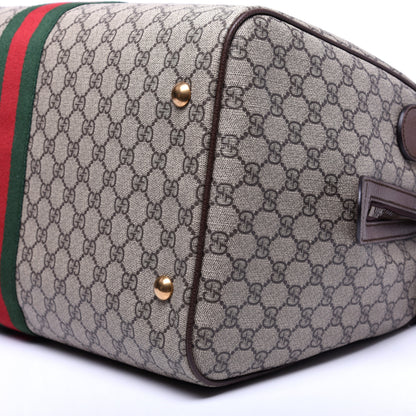 Gucci GG Supreme Monogram Textured Dollar Calfskin Web Medium Ophidia Carry-On Duffle Bag Beige Ebony New Acero 7 of 16
