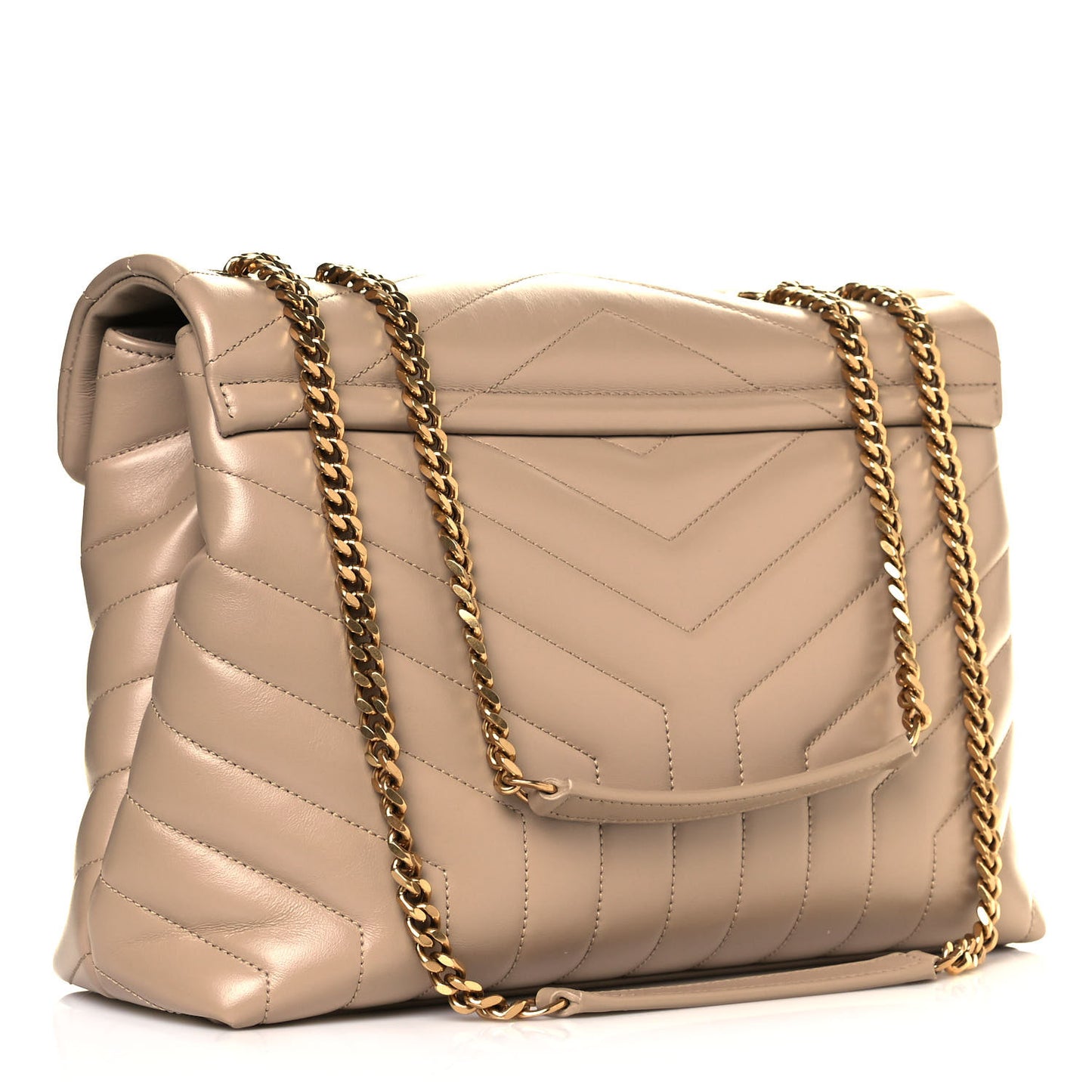 Calfskin Y Quilted Monogram Medium Loulou Chain Satchel Dark Beige