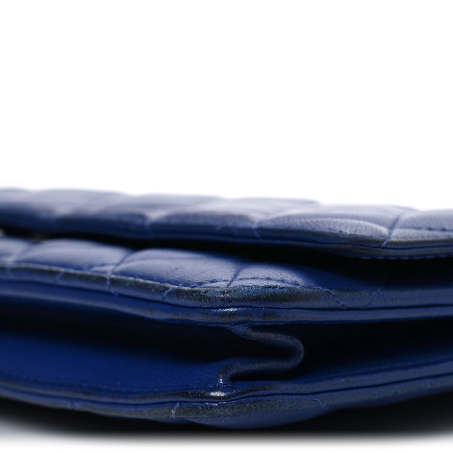 Lambskin Quilted Wallet On Chain WOC  Navy Blue