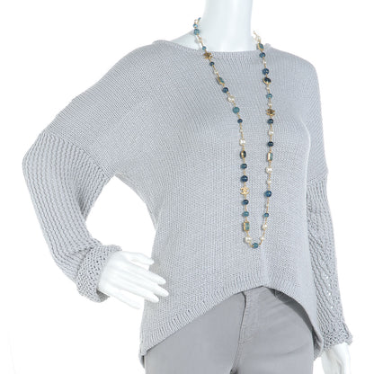 Chanel Beaded Pearl CC Long Strand Necklace Gold Blue 2 of 4
