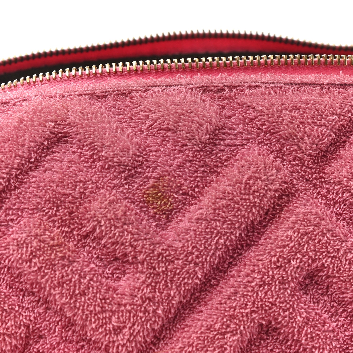 Fendi Terry Cloth Vitello Century Matte FF 1974 Embossed Medium Trapezoid Beauty Pouch Lollypop 8 of 10