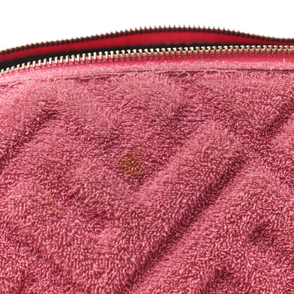 Fendi Terry Cloth Vitello Century Matte FF 1974 Embossed Medium Trapezoid Beauty Pouch Lollypop 8 of 10