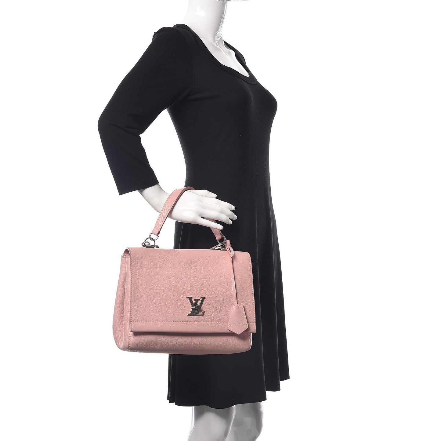 Soft Calfskin Lockme II Top Handle Rose Ballerine