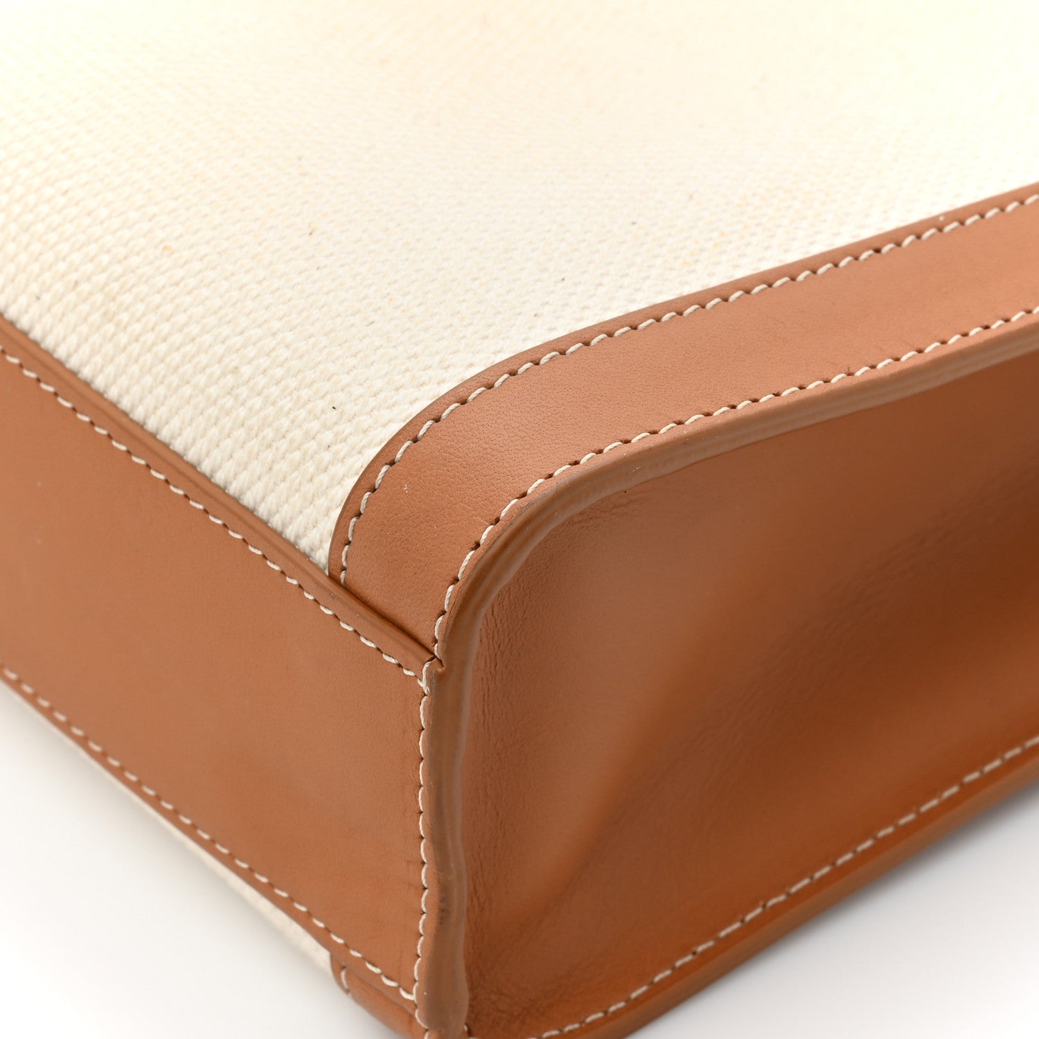 Celine Canvas Calfskin Logo Print Small Vertical Cabas Natural Tan 17 of 17