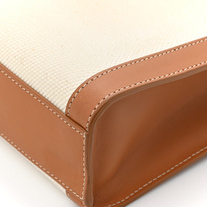 Celine Canvas Calfskin Logo Print Small Vertical Cabas Natural Tan 17 of 17