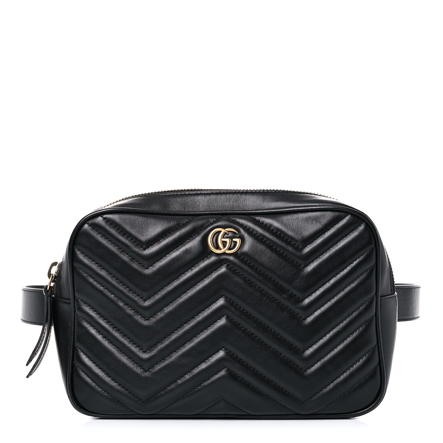 Gucci Calfskin Matelasse Mens GG Marmont Belt Bag 110 44 Black 1 of 17