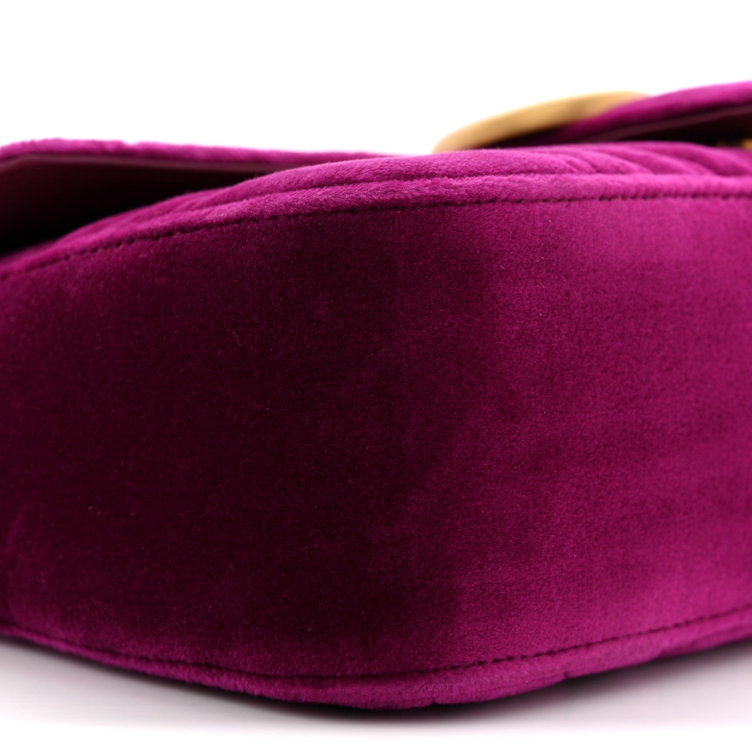 Gucci Velvet Matelasse Small GG Marmont Shoulder Bag Fuchsia Violet Cyclamen 9 of 10
