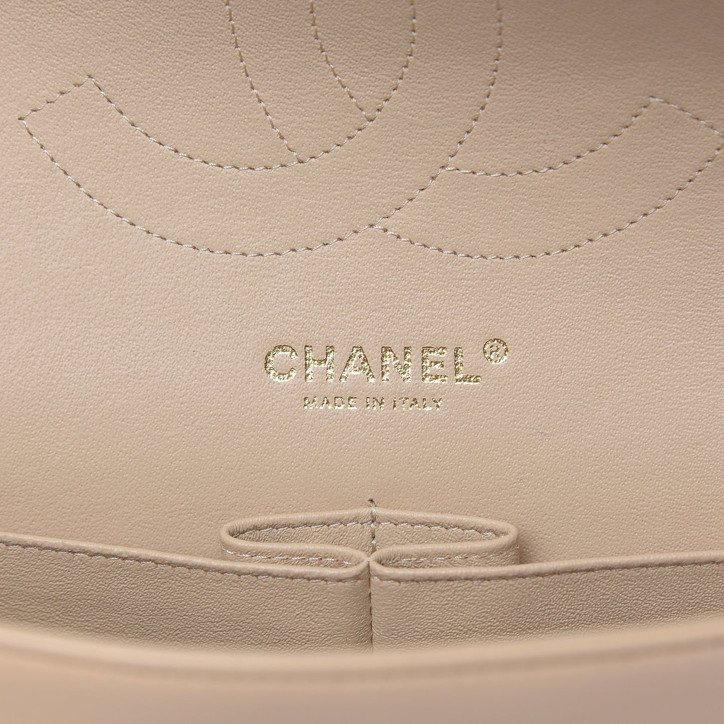 Lambskin Quilted Jumbo Double Flap Beige Clair