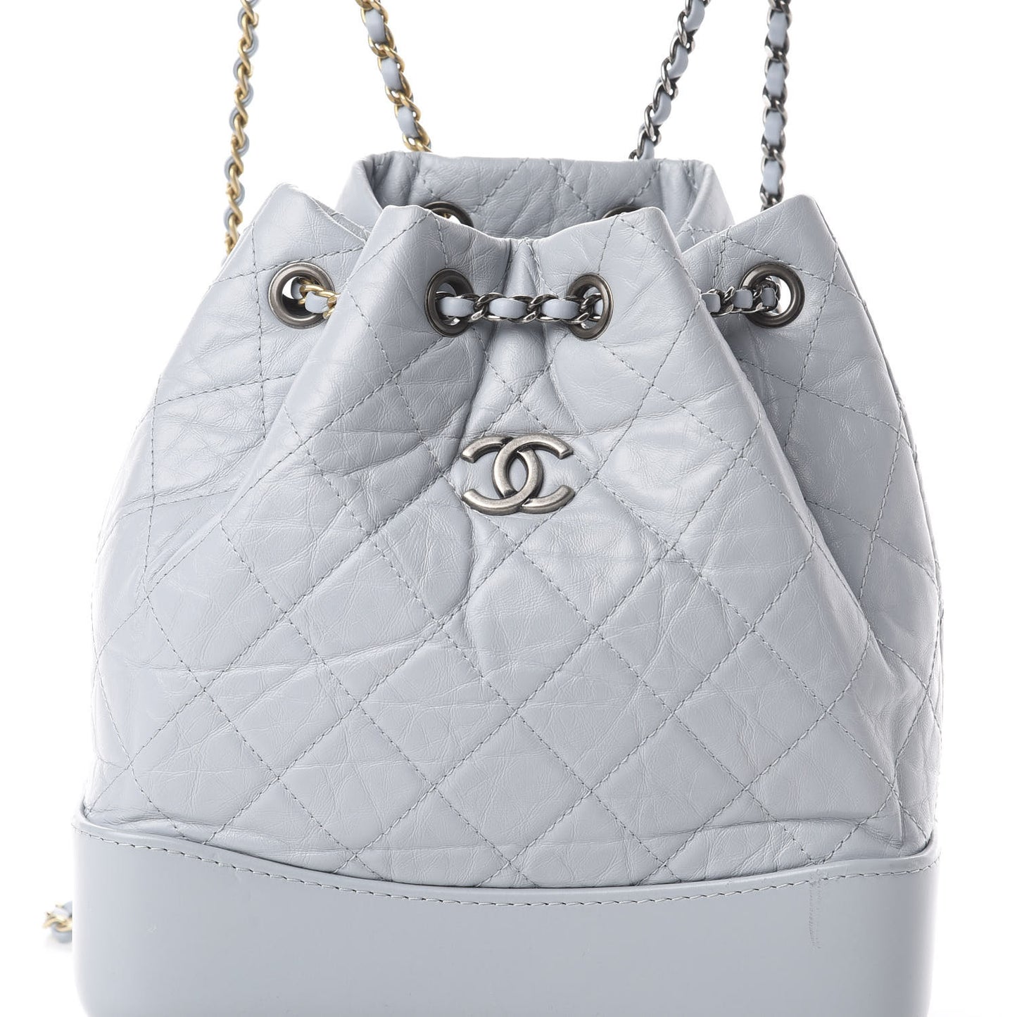 Aged Calfskin Quilted Small Gabrielle Backpack Light Blue