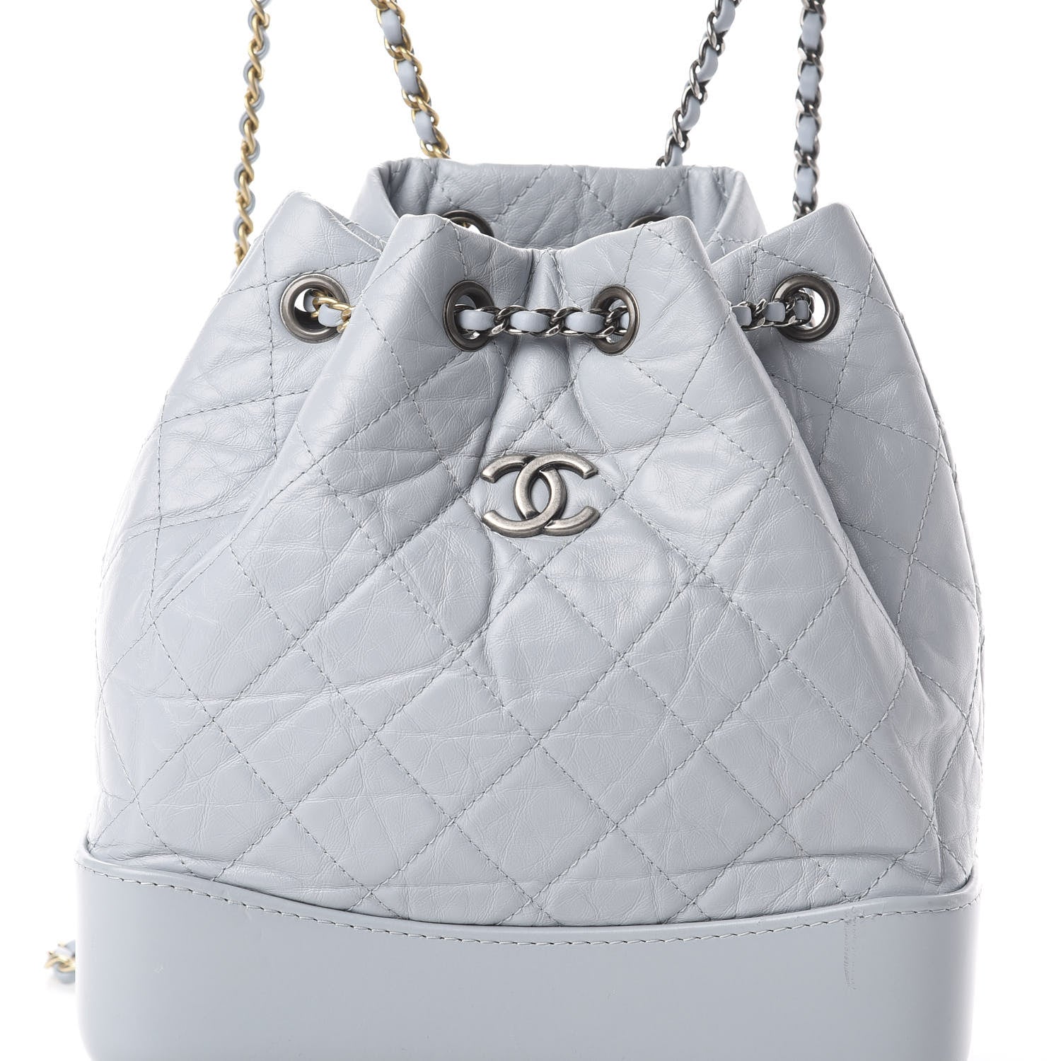 Chanel Aged Calfskin Quilted Small Gabrielle Backpack Light Blue 8 of 8