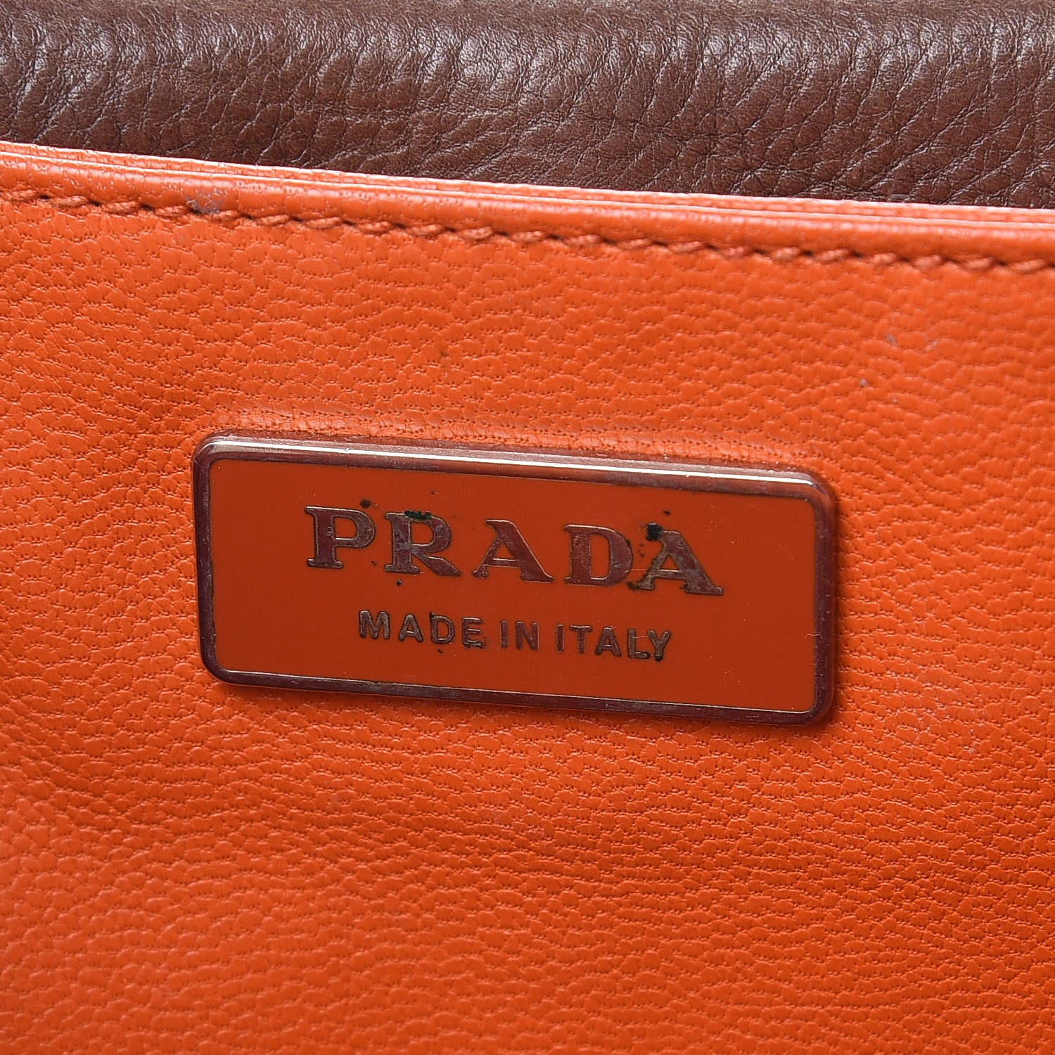 Prada Glace Calfskin Studded Detachable Clutch Shoulder Bag Bruciato 6 of 15