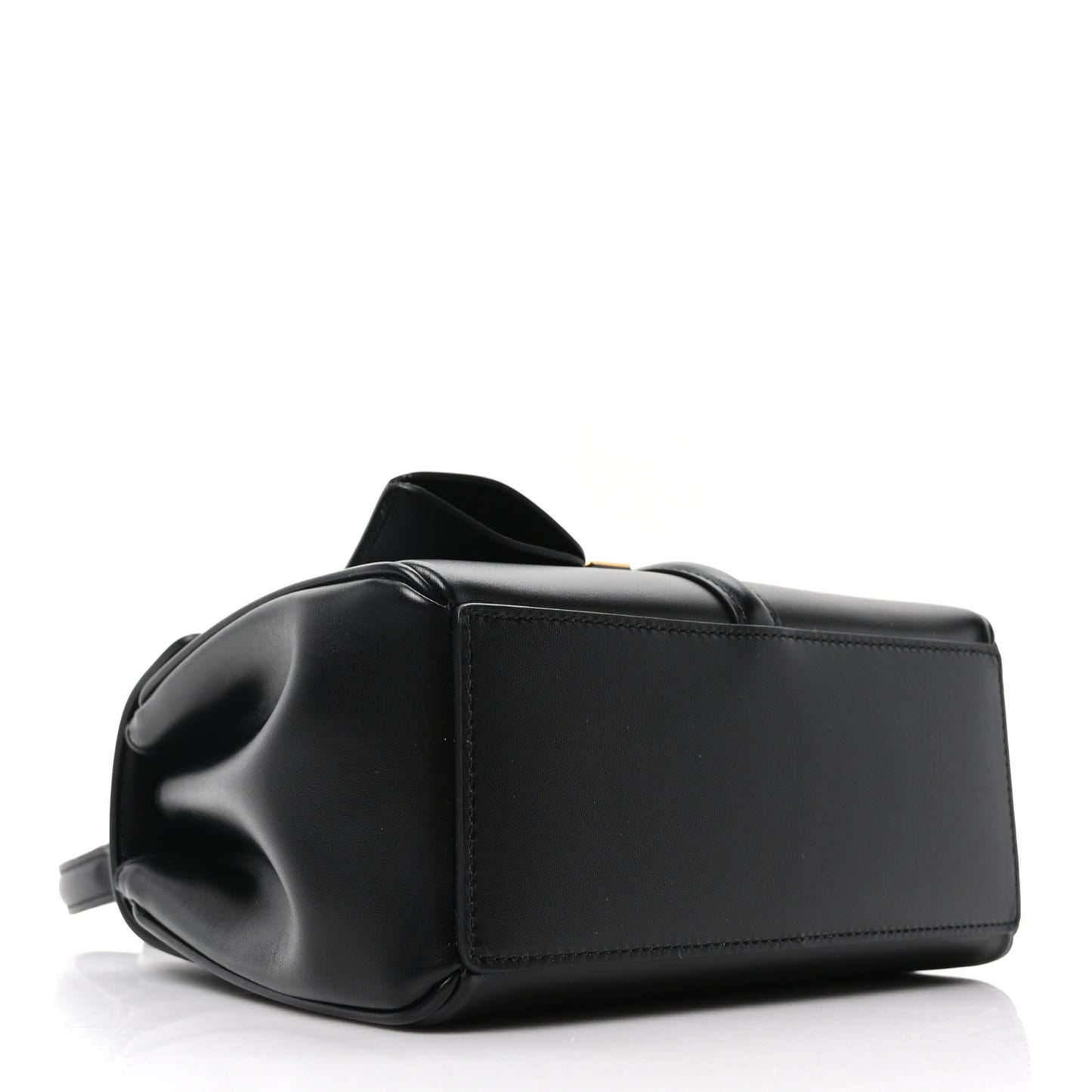 Satinated Calfskin Mini 16 Top Handle Bag Black