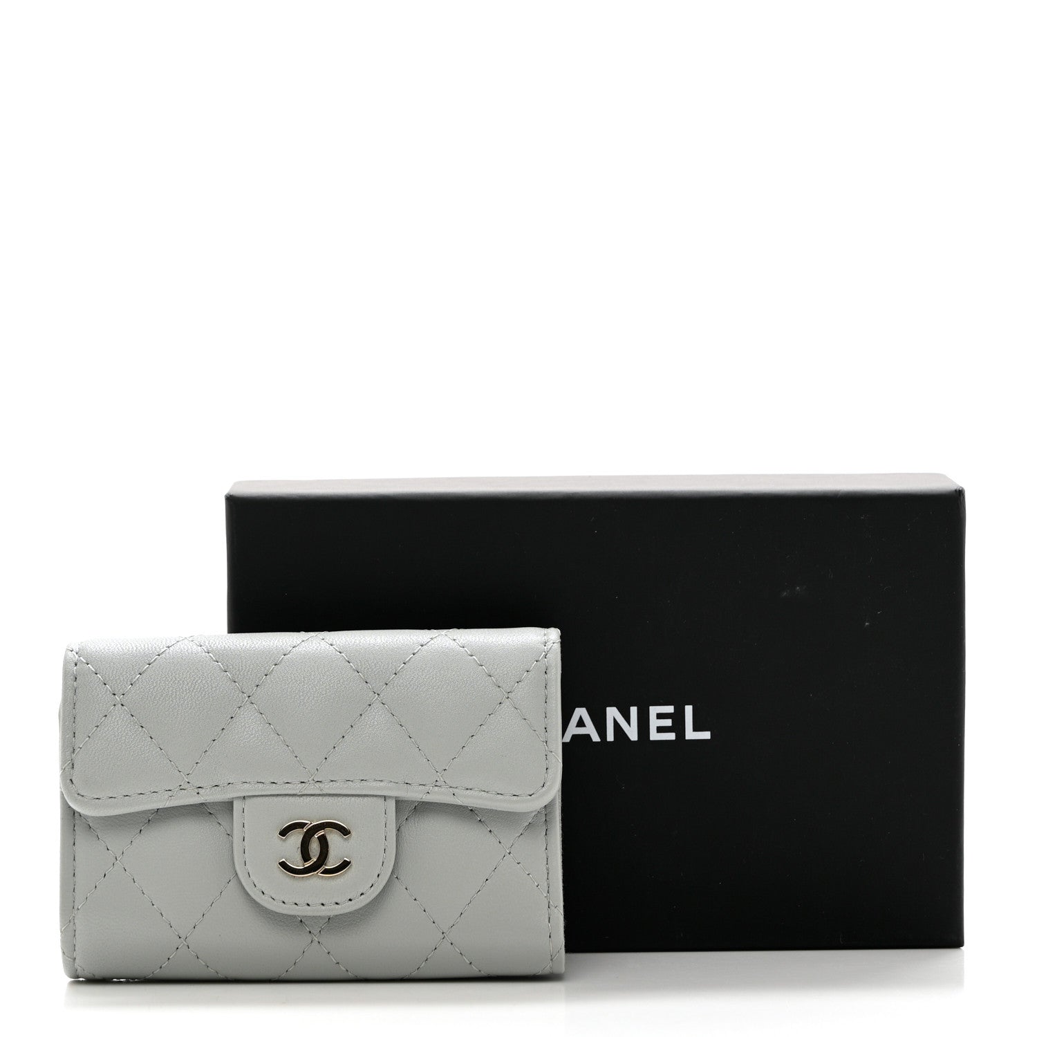 Chanel Lambskin Quilted Classic 4 Key Holder Wallet Grey 8 of 8