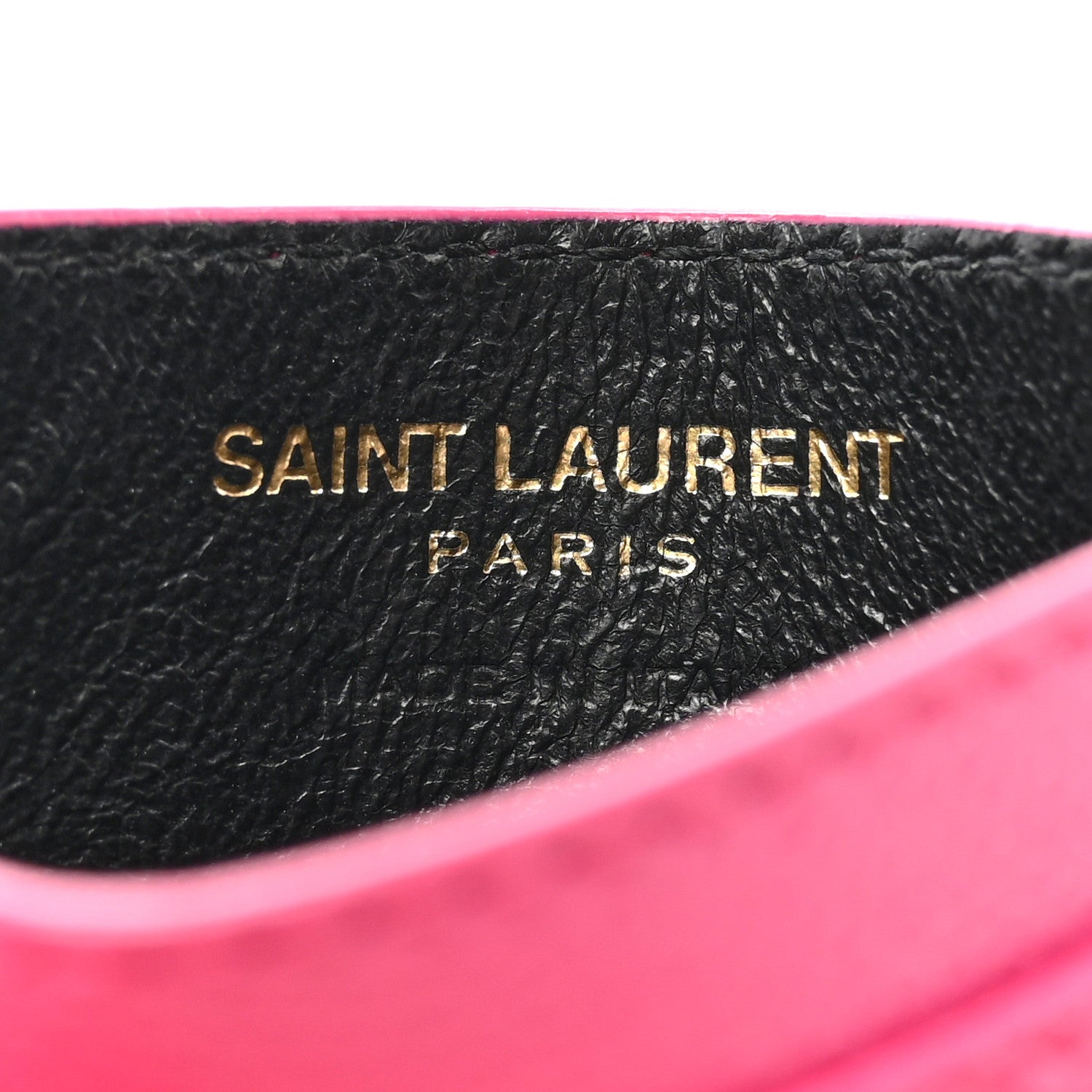 Saint Laurent Grain De Poudre Matelasse Chevron Monogram Credit Card Case Fresh Fuxia 6 of 9
