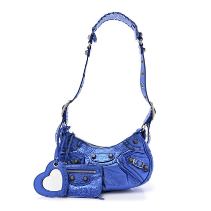Balenciaga Metallic Arena Agneau Le Cagole Shoulder Bag XS Blue 1 of 12