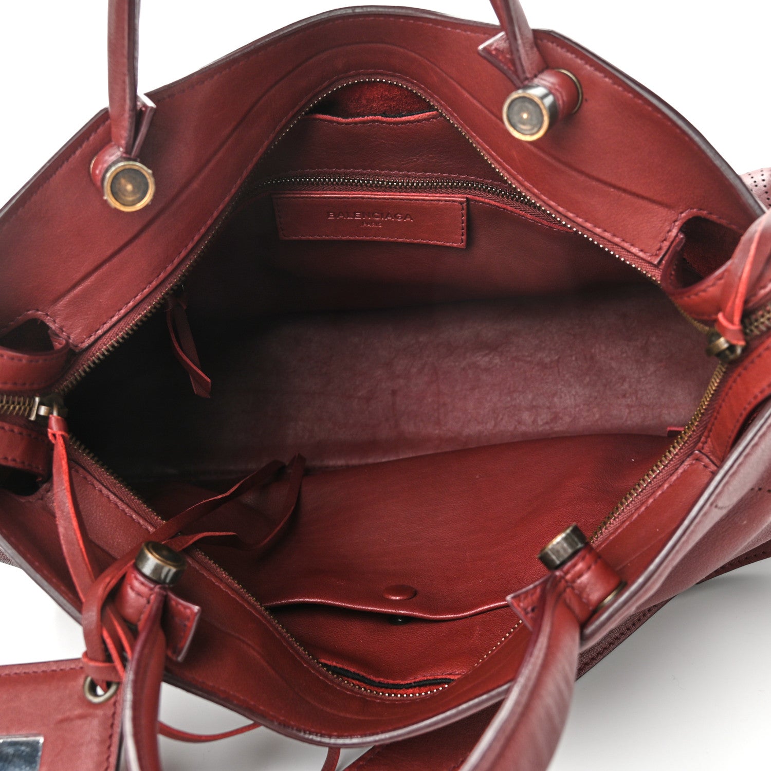 Balenciaga Veau Soyeux Perforated Blackout Hardware City Rouge Bordeaux 6 of 13