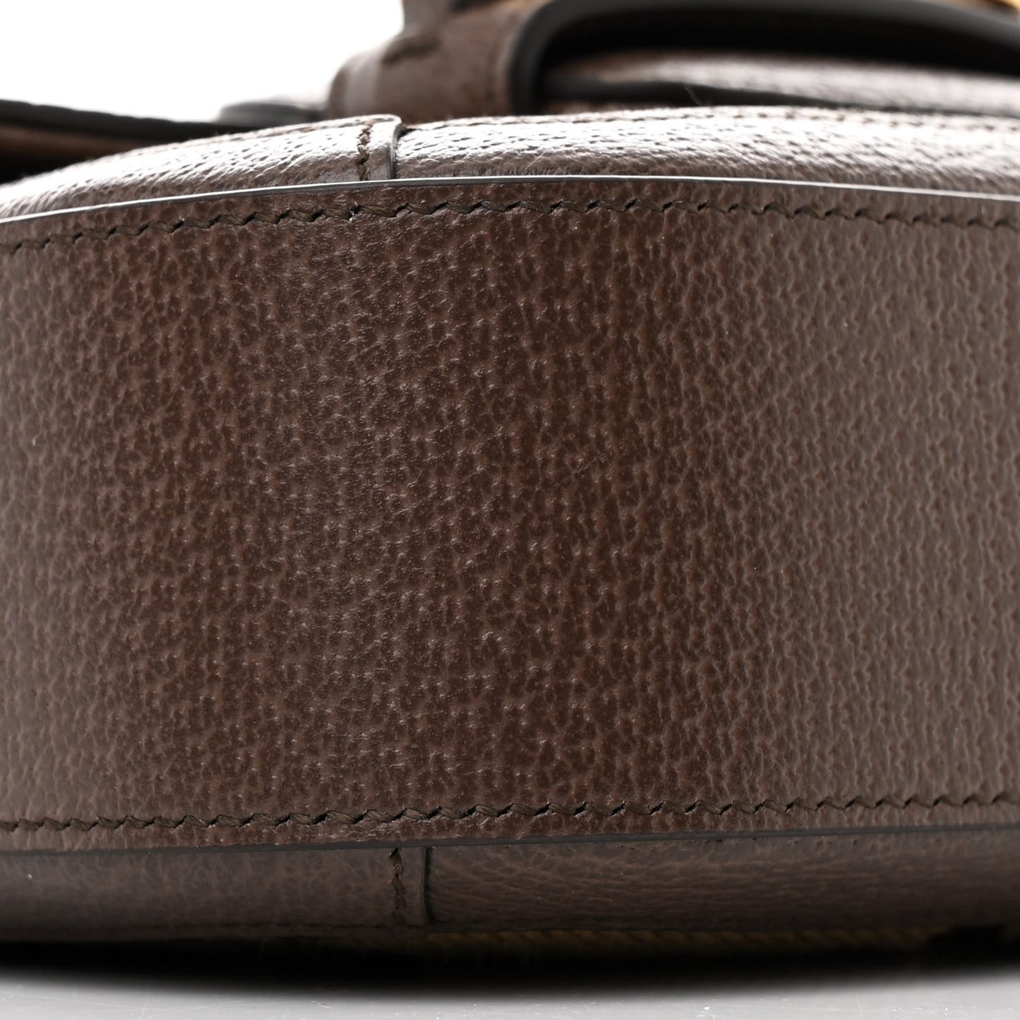 Monogram Jumbo GG Textured Dollar Calfskin Web Mini Horsebit 1955 Shoulder Bag Camel Ebony New Acero
