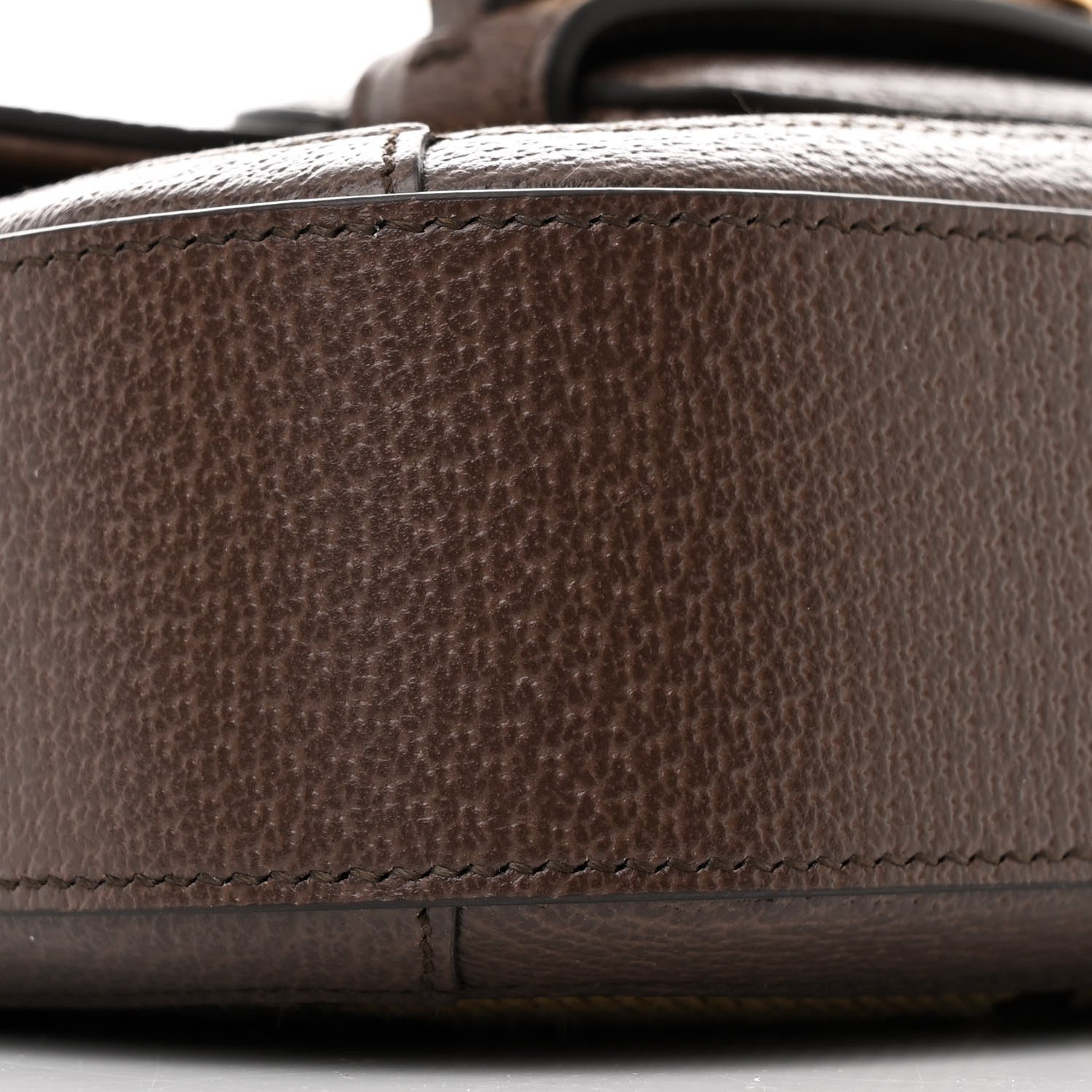 Gucci Monogram Jumbo GG Textured Dollar Calfskin Web Mini Horsebit 1955 Shoulder Bag Camel Ebony New Acero 9 of 12