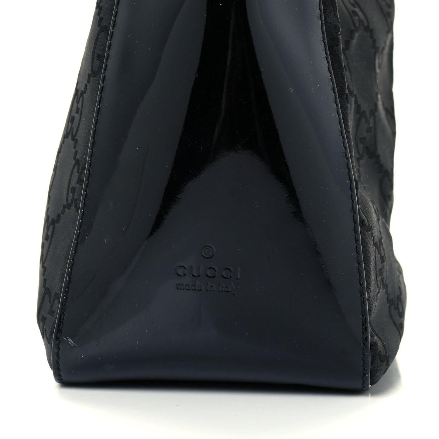 Canvas Patent Monogram Shoulder Bag Black