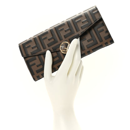 Fendi Vitello Soft F is Fendi Bi-Color FF 1974 Embossed Continental Envelope Wallet On Chain Maya Black 2 of 8