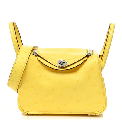 Hermes Ostrich Mini Lindy 20 Jaune Citron 1 of 7