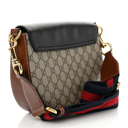 Gucci GG Supreme Monogram Web Medium Padlock Messenger Shoulder Bag Black 3 of 15