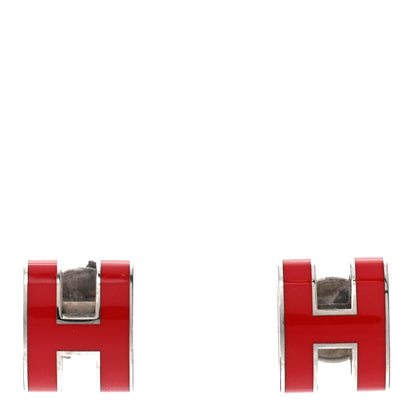 Hermes Palladium Lacquered Pop H Earrings Rouge Corail 1 of 4