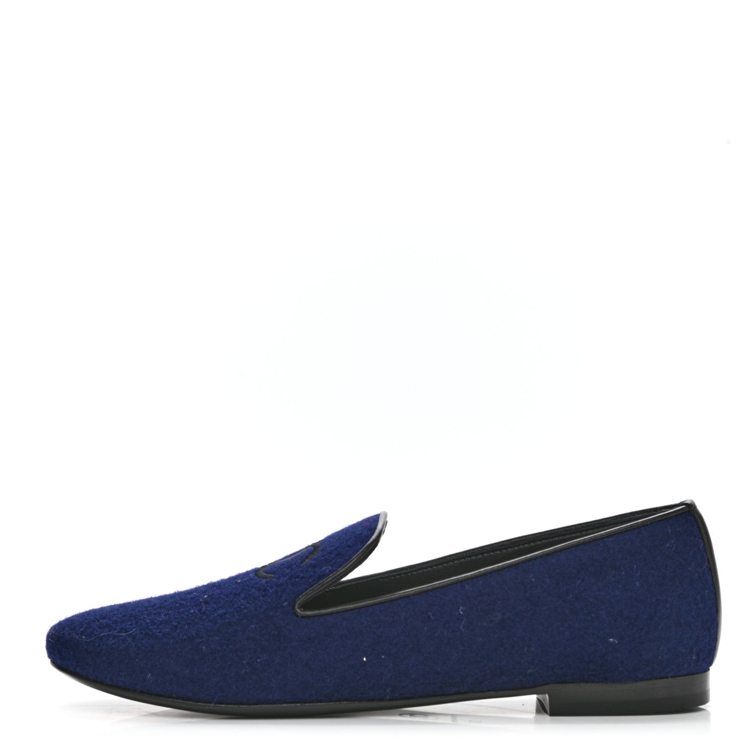 Chanel Fabric Lambskin Womens CC Mocassin Loafers 37 Navy Black 1 of 9