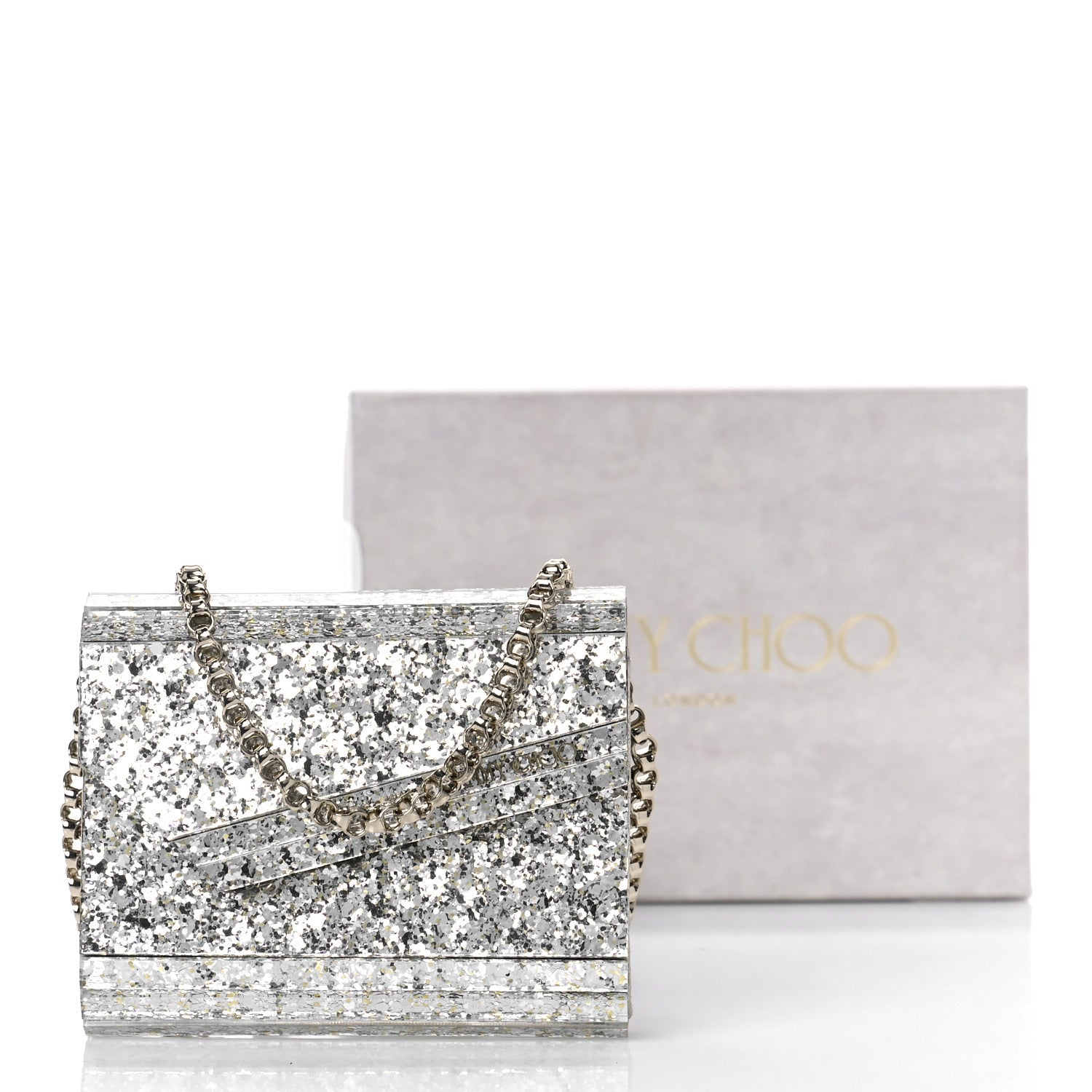 Jimmy Choo Acrylic Coarse Glitter Micro Candy Clutch Champagne 9 of 9