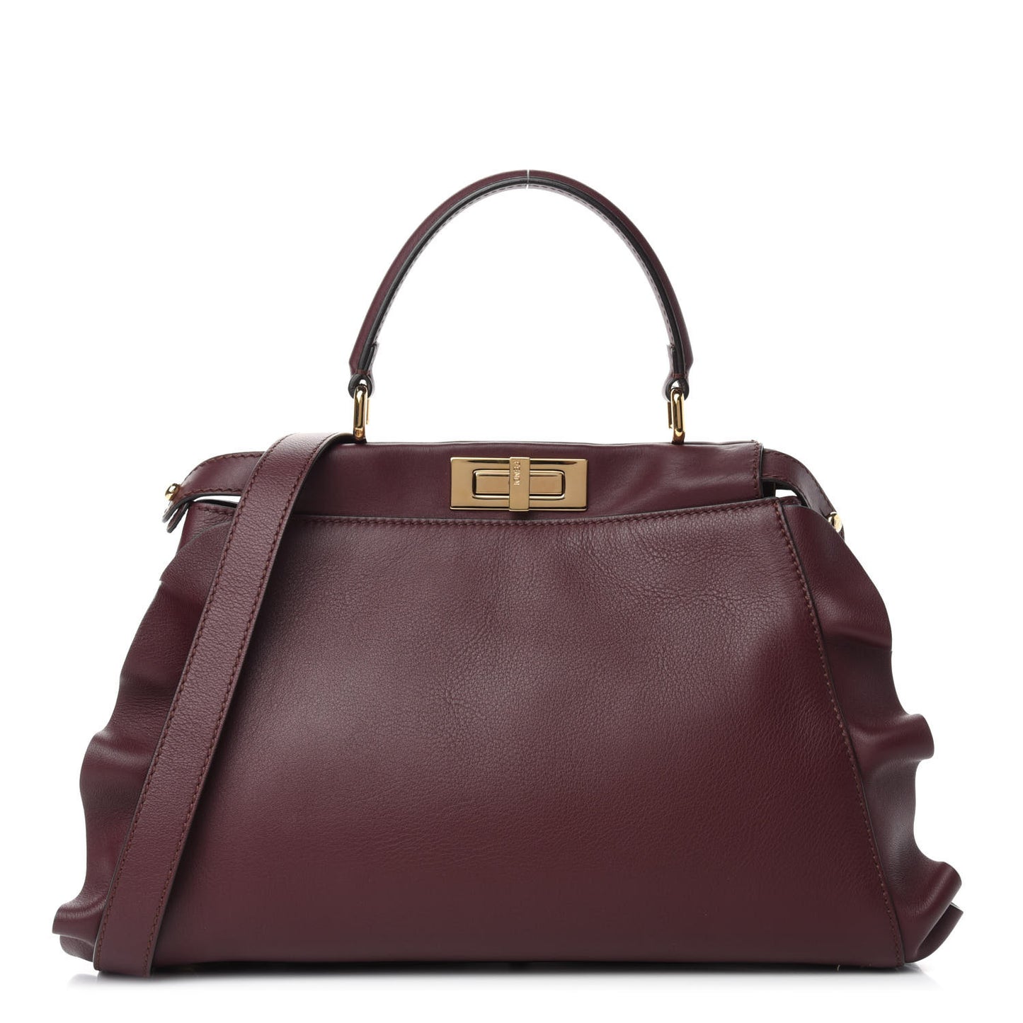 Vitello Seta Waves Bi-Color Medium Peekaboo Iconic Satchel Bordeaux Latte