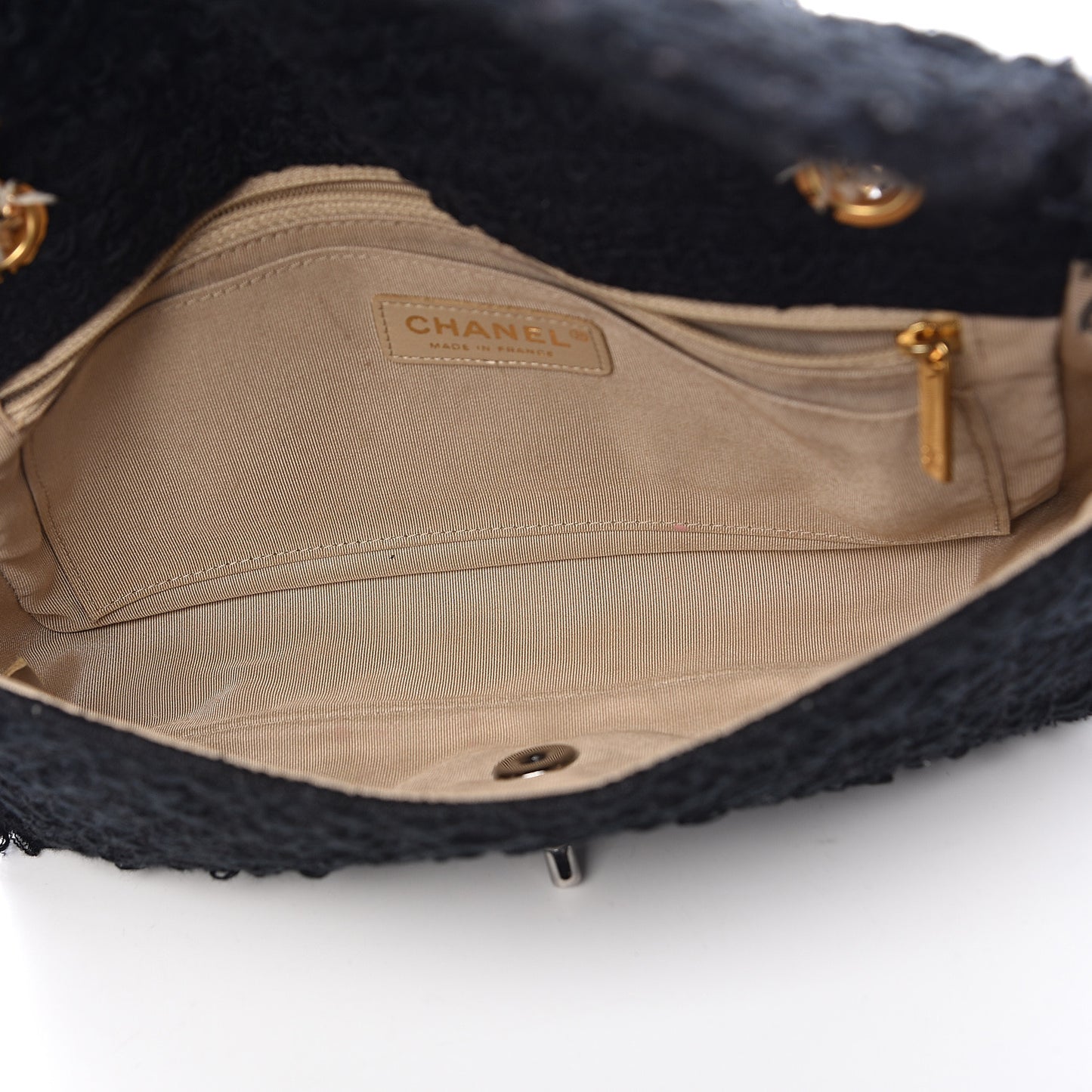 Tweed Quilted Small Flap Black