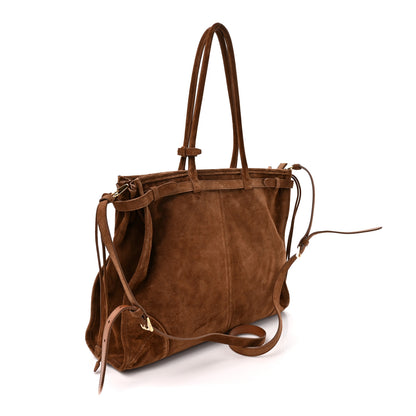 Prada Suede Extra Large Bonnie Shoulder Bag Cocoa Brown 3 of 9