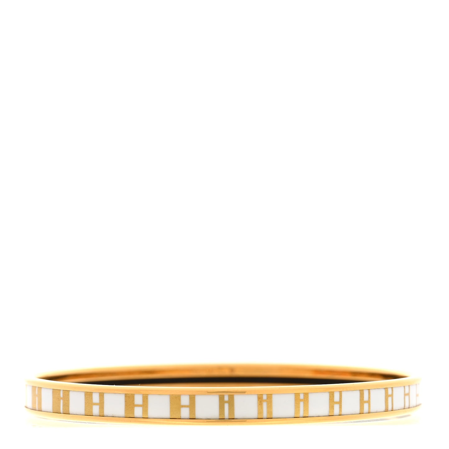 Enamel Printed Extra Narrow OP'H Bracelet 65 Jaune D'Or White