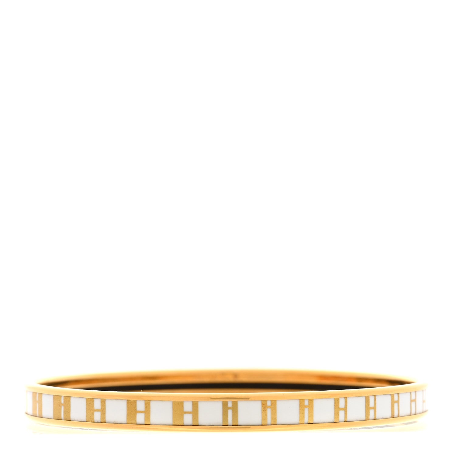 Hermes Enamel Printed Extra Narrow OP'H Bracelet 65 Jaune D'Or White 1 of 6