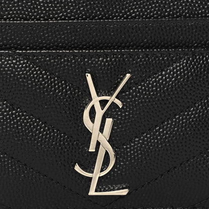 Saint Laurent Grain De Poudre Matelasse Chevron Monogram Credit Card Case Black 8 of 8