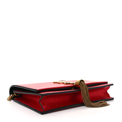 Saint Laurent Metallic Calfskin Classic Monogram Kate Tassel Chain Wallet Red 4 of 10