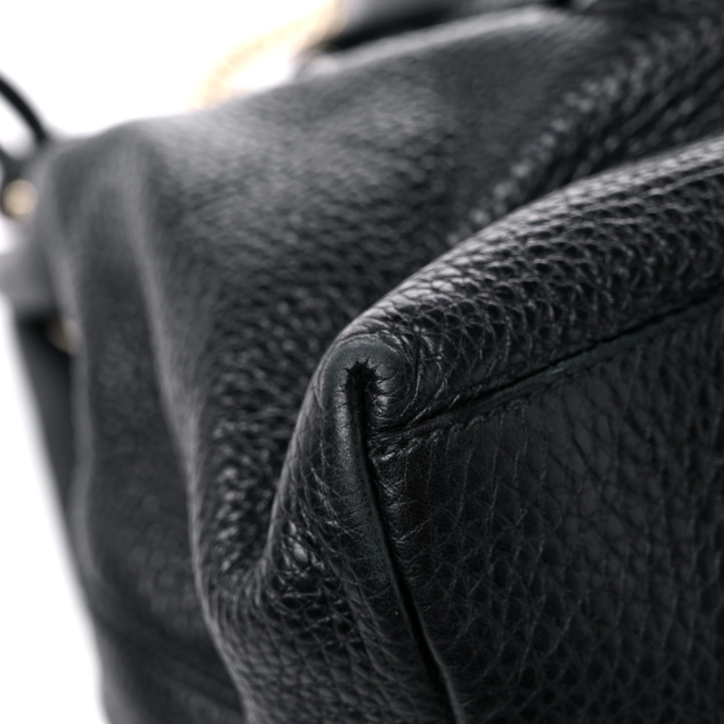 Pebbled Calfskin Medium Soho Chain Shoulder Bag Black