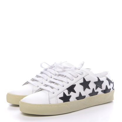 Saint Laurent Calfskin Star Court Sneakers 35 White Black 3 of 9