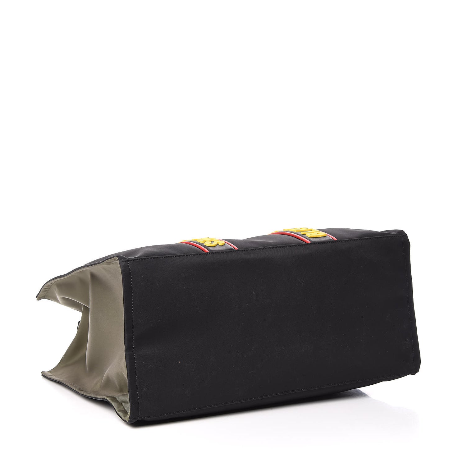 Nylon Calfskin Vocabulary Shopping Tote Black