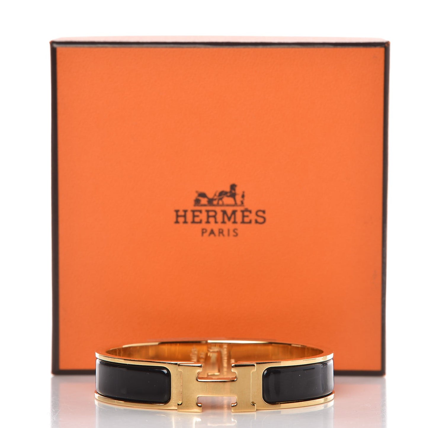 Enamel Narrow Clic Clac H Bracelet PM Black