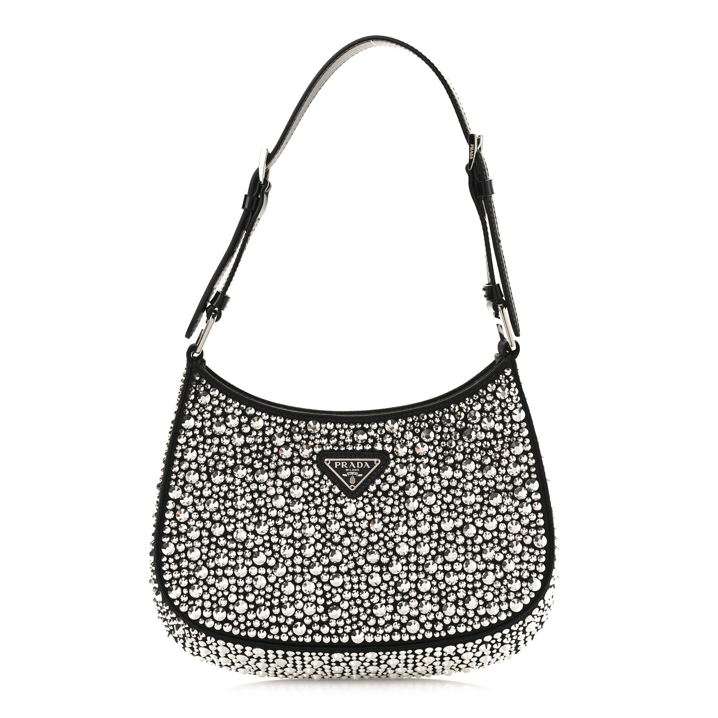 Satin Crystal Cleo Adjustable Strap Shoulder Bag Metal