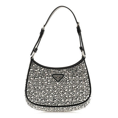 Prada Satin Crystal Cleo Adjustable Strap Shoulder Bag Metal 1 of 8
