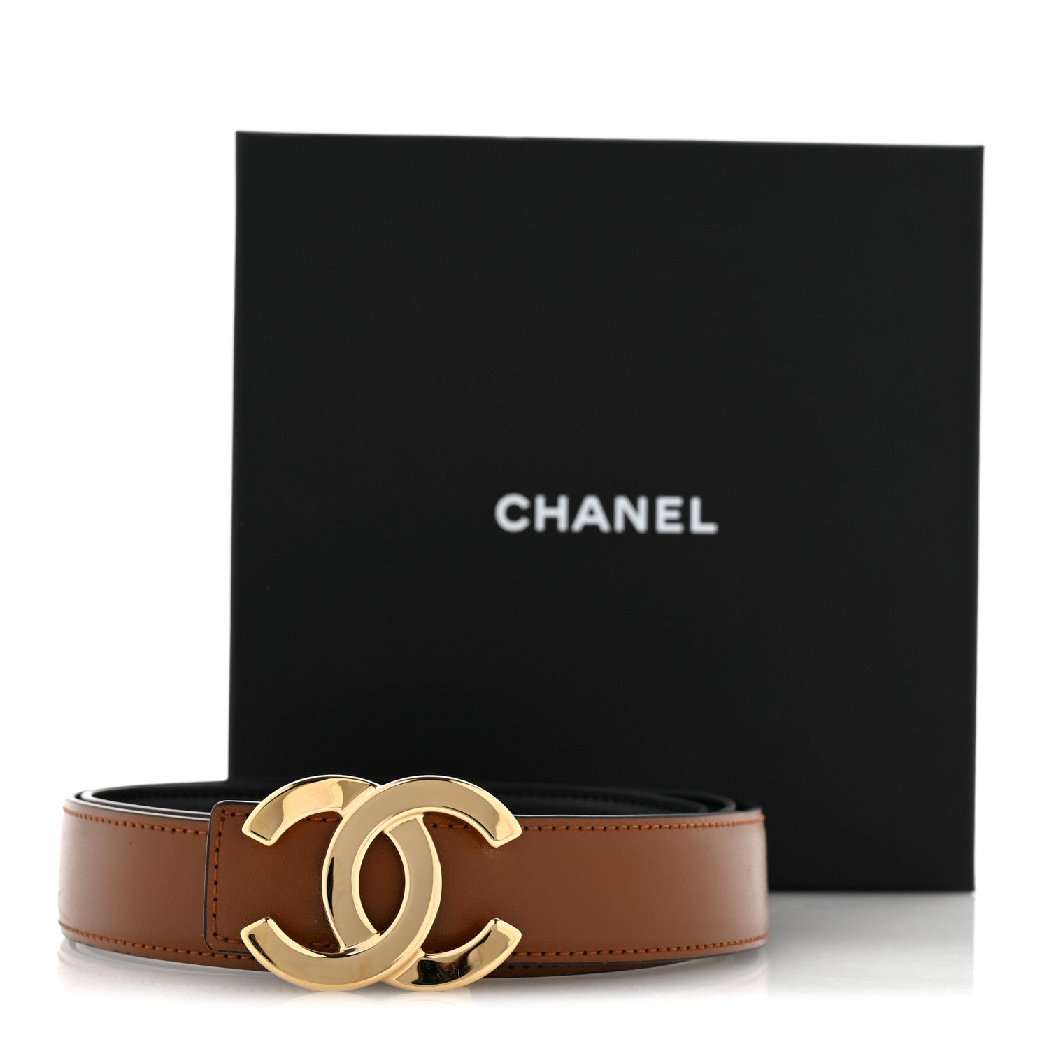 Chanel Calfskin CC Reversible Belt 100 40 Black Camel 9 of 9