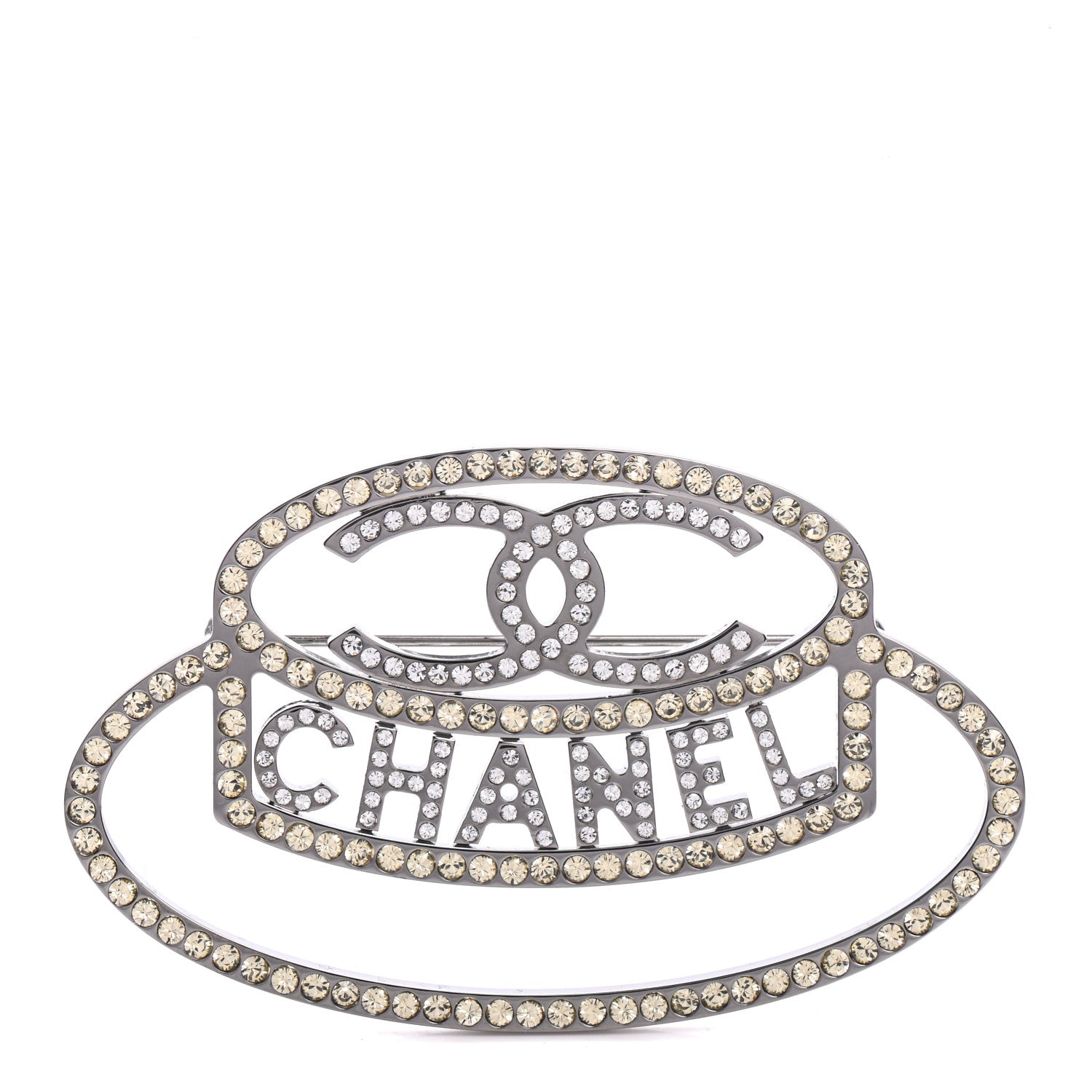 Chanel Ruthenium Strass Crystal Hat Brooch Pale Yellow 1 of 5