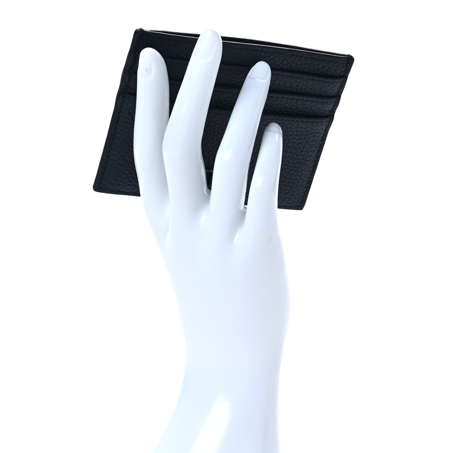 Grained Calfskin Card Holder Black