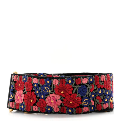 Christian Dior Lambskin Canvas Embroidered Floral Shoulder Strap Multicolor 2 of 6