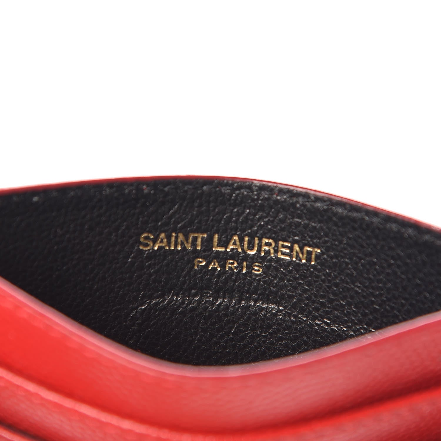 Saint Laurent Grain De Poudre Matelasse Chevron Monogram Credit Card Case Rouge Eros 6 of 8